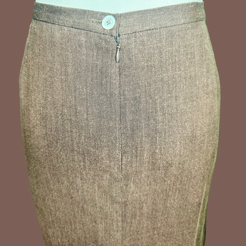 Vintage Dolce & Gabbana Brown Linen Blend Tweed Pencil Skirt IT Size 48